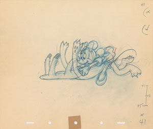 Lot #445 Minnie Mouse and Pluto production drawing from Pluto’s Sweater - Image 1