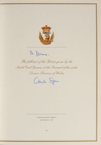 Lot #260  Princess Diana: Earl Charles Spencer