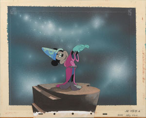 Lot #425 Mickey Mouse production cel and production background from Fantasia