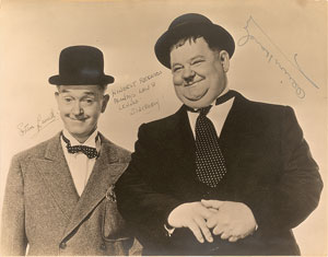 Lot #8126 Laurel and Hardy Oversized Signed