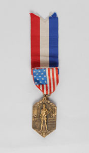 Lot #9037 Paris 1924 Summer Olympics NYC Celebration Badge - Image 1
