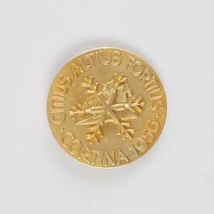 Lot #9082 Cortina 1956 Winter Olympics Gold Winner’s Medal - Image 2