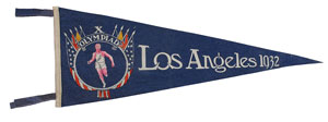 Lot #9050 Los Angeles 1932 Summer Olympics Souvenir Pennant - Image 1