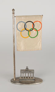 Lot #9069 Berlin 1936 Summer Olympics Souvenir Brandenburg Gate and Pennant - Image 1