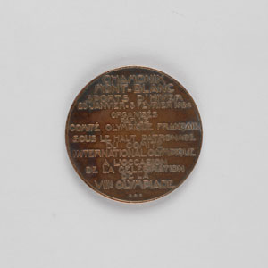 Lot #9034 Chamonix 1924 Winter Olympics Third Place Bronze Winner’s / Participation Medal - Image 2