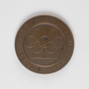 Lot #9079 Oslo 1952 Winter Olympics Copper Participation Medal - Image 1