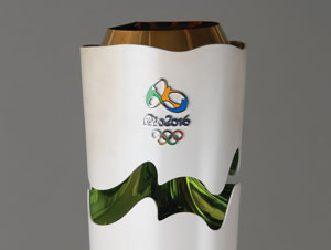 Lot #9172 Rio 2016 Summer Olympics Torch With Original Display and Accompaniments - Image 2