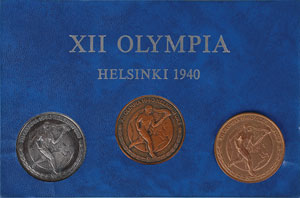 Lot #9074 Helsinki 1940 Set of (3) Summer Olympics Fundraising Medals - Image 3