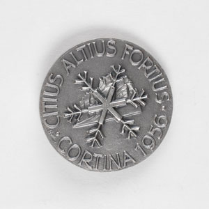 Lot #9085 Cortina 1956 Winter Olympics Silver Small Participation Medal - Image 2