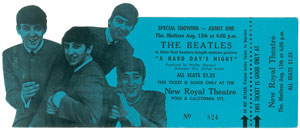 Lot #7045 Beatles Pair of ‘Hard Days Night” Tickets - Image 1