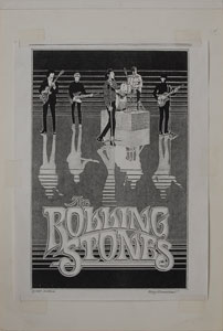 Lot #7103 Rolling Stones Pair of Gary Grimshaw Original Artwork - Image 4