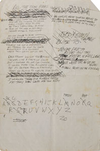Lot #7385 The Clash: Joe Strummer Handwritten Lyrics