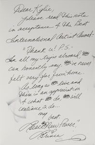 Lot #7424  Prince Signed Handwritten Brit Awards Acceptance Speech - Image 2