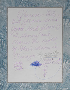 Lot #7426  Prince Signed Handwritten Note Ordering Flowers for Lenny Kravitz - Image 1