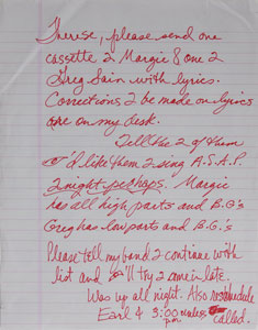 Lot #7430  Prince Handwritten Note