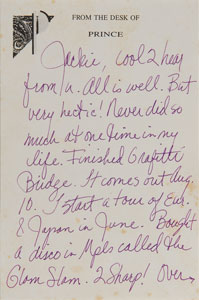 Lot #7522 Prince Autograph Letter Signed - Image 1