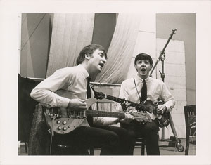Lot #7062 John Lennon and Paul McCartney 1963 Dezo Hoffmann Oversized Photograph - Image 1