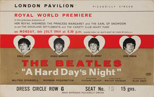 Lot #7005 Beatles 1964 ‘A Hard Day’s Night’ Multi-Signed Premiere Ticket - Image 2