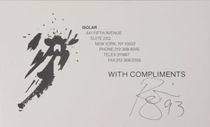 Lot #7230 David Bowie Signed Compliments Card