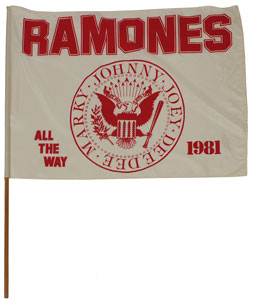 Lot #7295 Joey Ramone's 1981 All the Way Oversized Flag