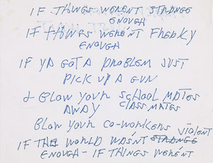 Lot #7280 Joey Ramone Handwritten Lyrics