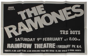 Lot #7330 Ramones 1980 Rainbow London Poster