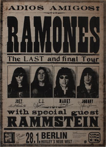 Lot #7323 Ramones 1996 Signed Adios Amigos Poster