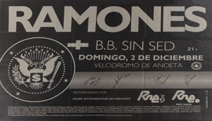 Lot #7321 Ramones 1990 Spain Signed Oversized Poster