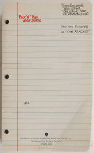 Lot #7345 Ramones Rock and Roll High School Call Sheets and Notebooks - Image 1