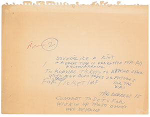 Lot #7285 Joey Ramone Handwritten Notes