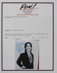 Lot #7526 Prince Signed Photograph - Image 2