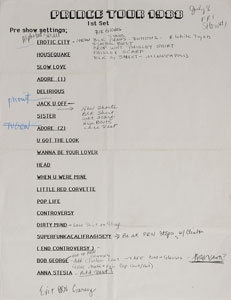 Lot #7495  Prince 1988 Lovesexy Tour Set List - Image 1