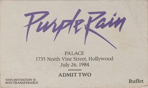 Lot #7489  Prince Pair of Purple Rain Premiere Invitations - Image 3