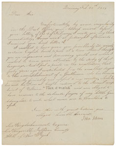 Lot #4 John Adams Signed Letter With Free Frank - Image 1