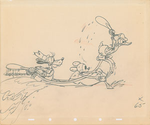 Lot #346 Mickey Mouse, Donald, and Goofy production drawing from Moose Hunters - Image 1