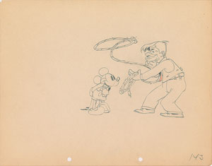 Lot #344 Mickey Mouse and Will Rogers production drawing from Mickey's Gala Premier - Image 1