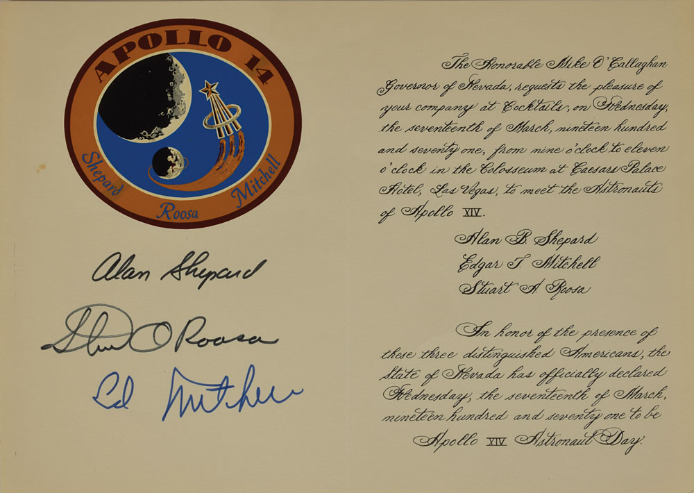 Lot #8315  Apollo 14 Crew Signed Program