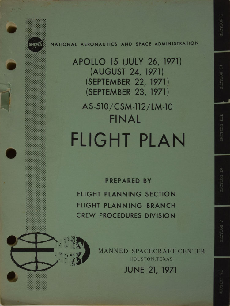 Lot #8349  Apollo 15 Final Flight Plan