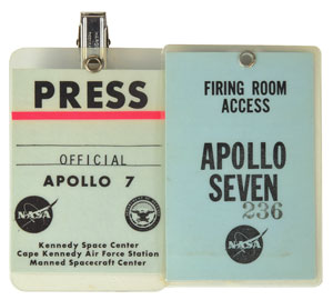 Lot #8197 Jack King's Apollo 7 Pair of Access Badges - Image 1