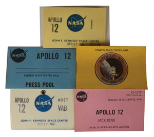 Lot #8285 Jack King's Apollo 12 Set of (5) Badges