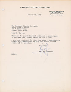 Lot #8234 Neil Armstrong Signed Typed Letter - Image 1