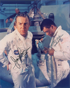 Lot #8307 James Lovell and Fred Haise Signed Photograph and Cover - Image 1