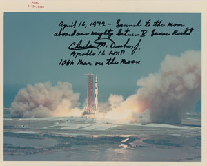 Lot #8368  Apollo 16 Signed Cover and Duke Signed Photograph - Image 2