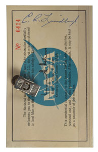 Lot #8237  Apollo 11 Launch Pass Signed by Charles Lindbergh - Image 1