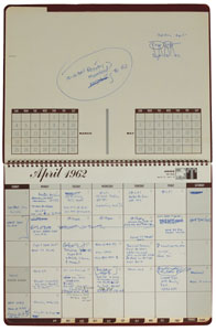 Lot #8075  MA-8: Wally Schirra's 1962 Calendar