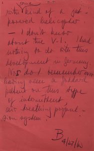 Lot #8014 Wernher von Braun Handwritten Notes - Image 4