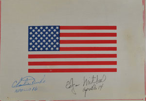Lot #8316  Apollo 14 and 16: Mitchell and Duke Signed Beta Cloth - Image 1