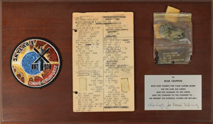 Lot #8413  Skylab 2: Bob Crippen's Flown Cue Card and Eraser - Image 1
