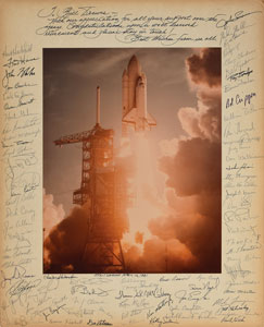 Lot #8492  STS-1 Multi-Signed Oversized Photograph - Image 1