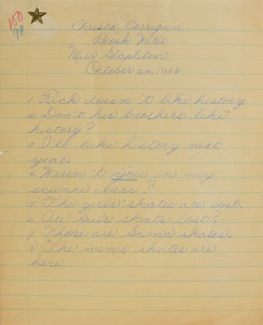 Lot #8501 Christa McAuliffe's Handwritten Grade School Paper - Image 1